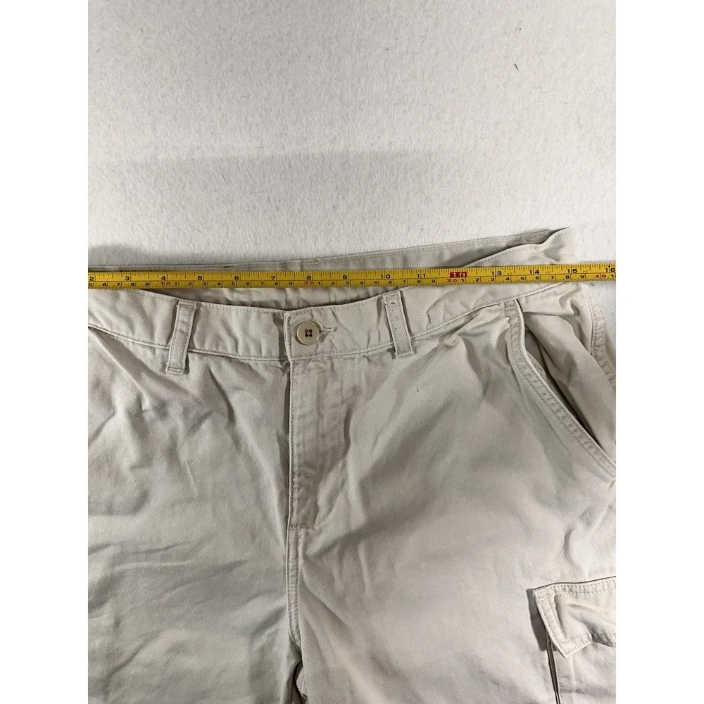Ralph Lauren Boys Cargo Pants Beige Solid 100% Cotton Button Casual Wash